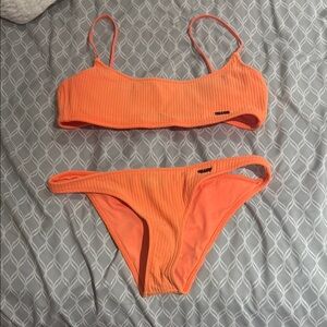 triangl swimwear Neon Orange Ribbed Bikini Set